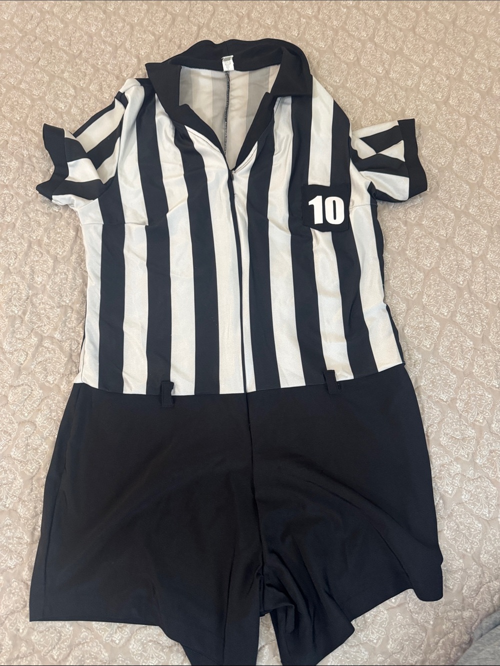Halloween costume Black & White Referee-Style Shirt with Number 10